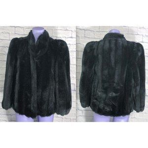 Sasson New York Paris Faux Fur Black Size 7 Vintage Union Made Fashion Jacket